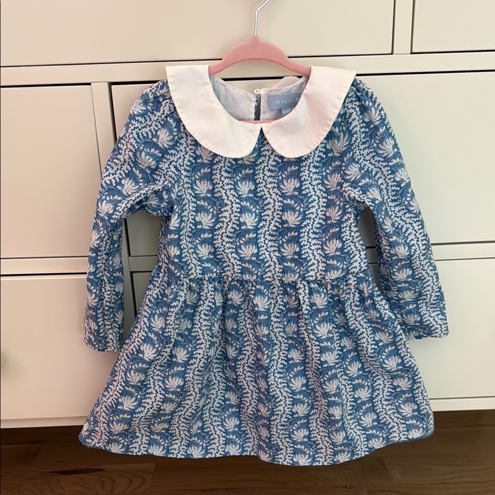 Hill House Tiny Lottie Dress Blue with Collar